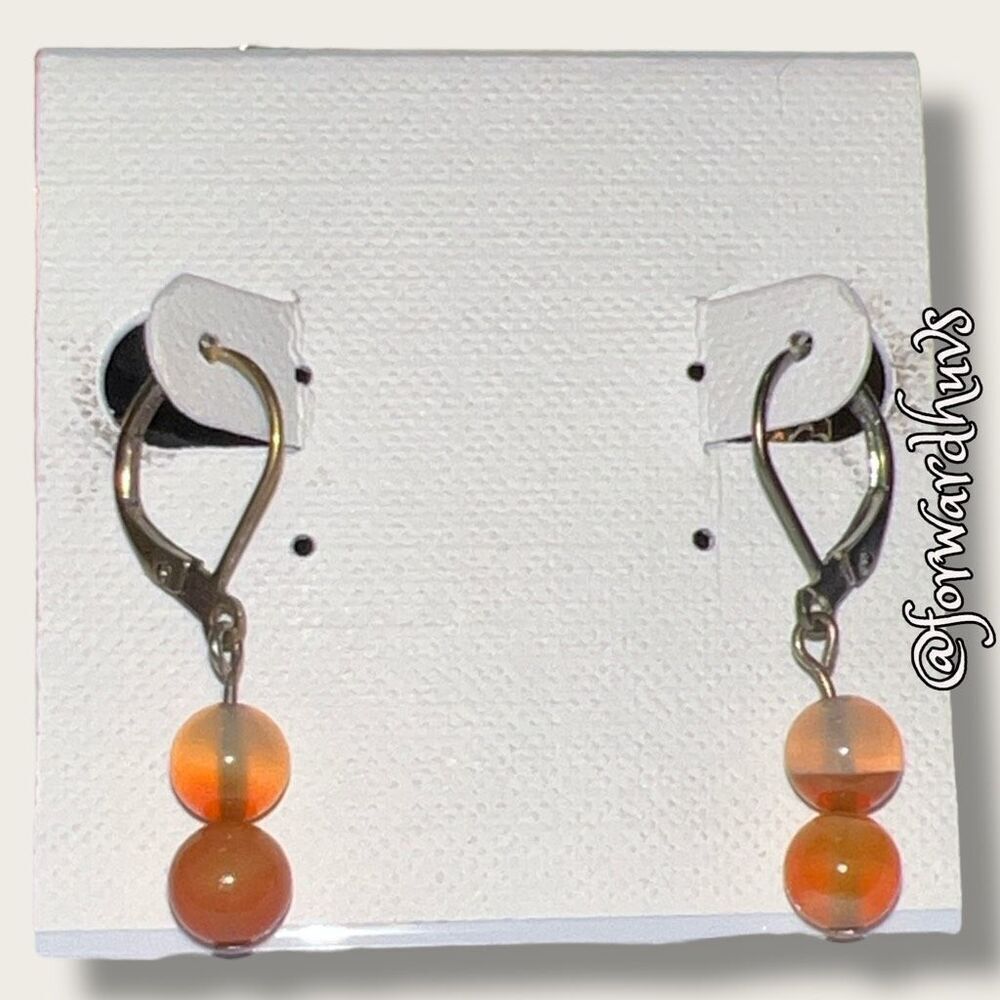 Bundle Sale 3 for $15 | Handcrafted Clear & Orange Bead Dangle Earrings